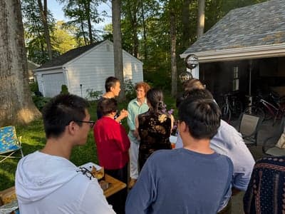 Samuel translating for Victor and Tim's family